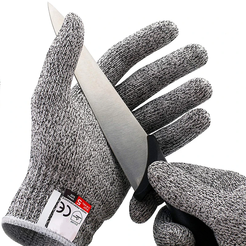 New Spandex Nylon Cut Proof Stab Resistant Wire Metal Gloves Level 5 Kitchen Butcher Cuts Glove Gardening Safety Gloves M/L/XL