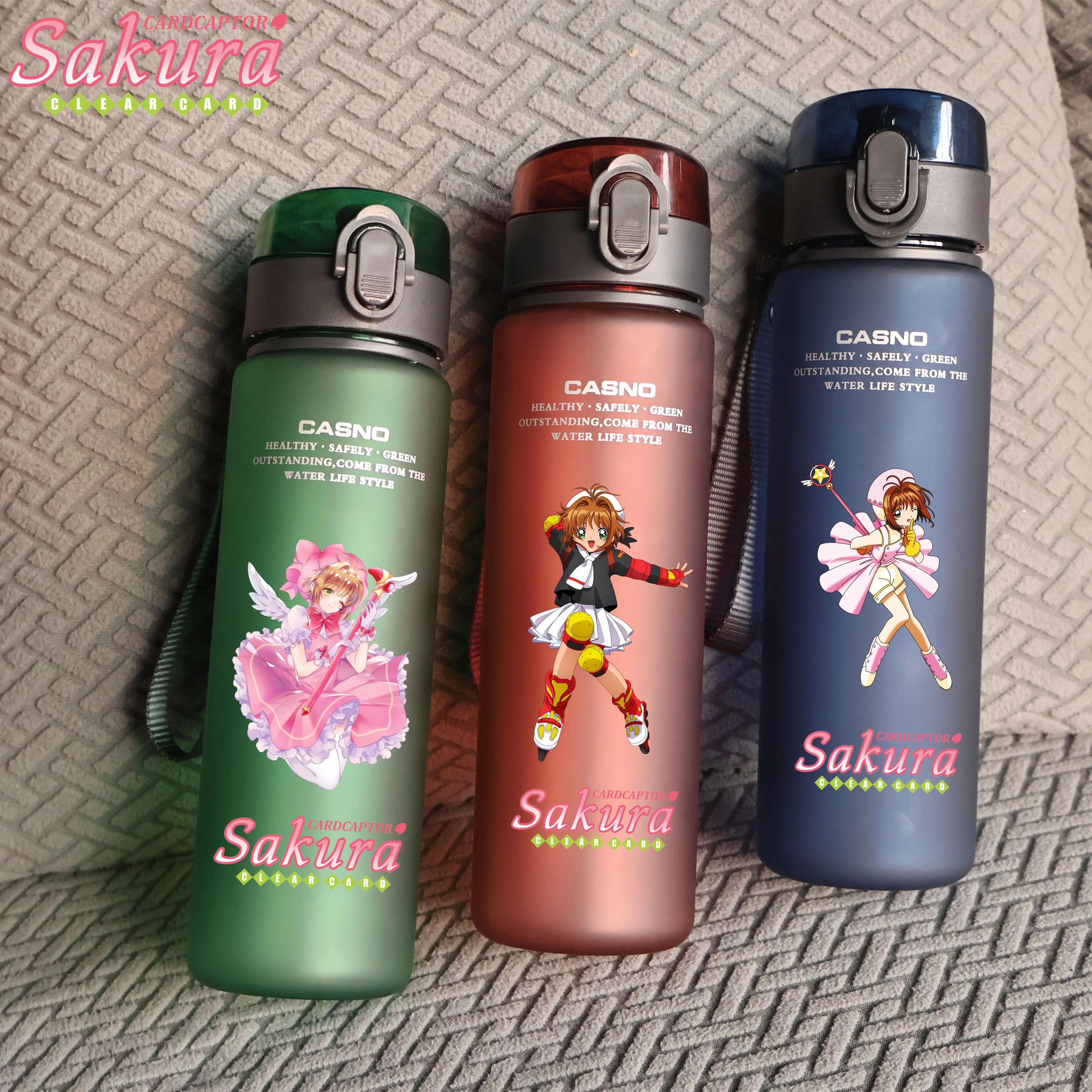 Cardcaptor Sakura Water Bottle 560ML Portable Plastic Water Glass Adult Kid High Capacity Sports Anime Water Cup