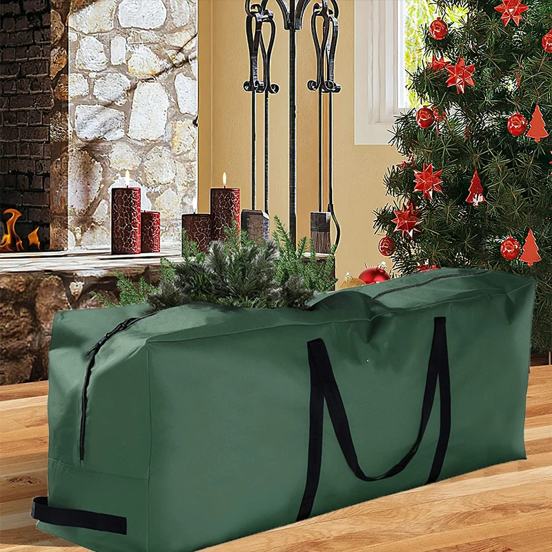 Christmas tree storage bag Durable Christmas tree waterproof dust insects and damp with zipper strap handle red