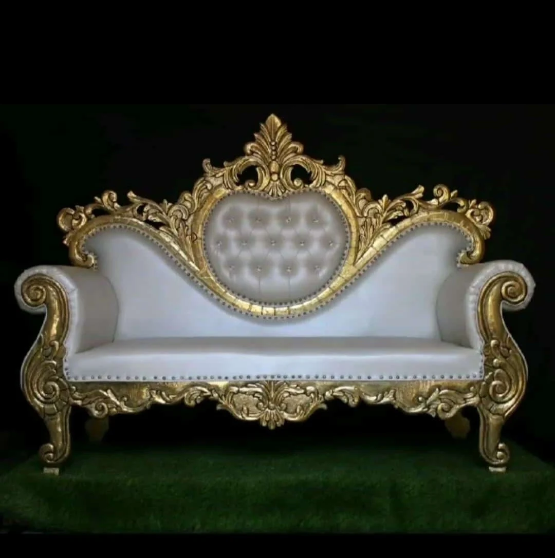 Royal wedding French lounge chair sofa gold foil solid wood carving living room furniture classic lounge chair luxury hotel view 4