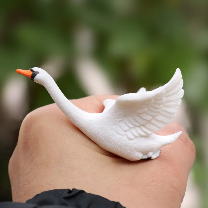 Simulation Swan Goose Toys Summer Beach Landscape Micro Garden Miniatures Dollhouse Farm Aquarium Decoration Ornament Accessory