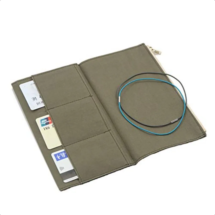 

Standard Travelers Notebook Wallet Insert Pocket with 2 Elastic Bands1 Canvas Zipper Pouch Refill for TN Accories Kit Card Hold