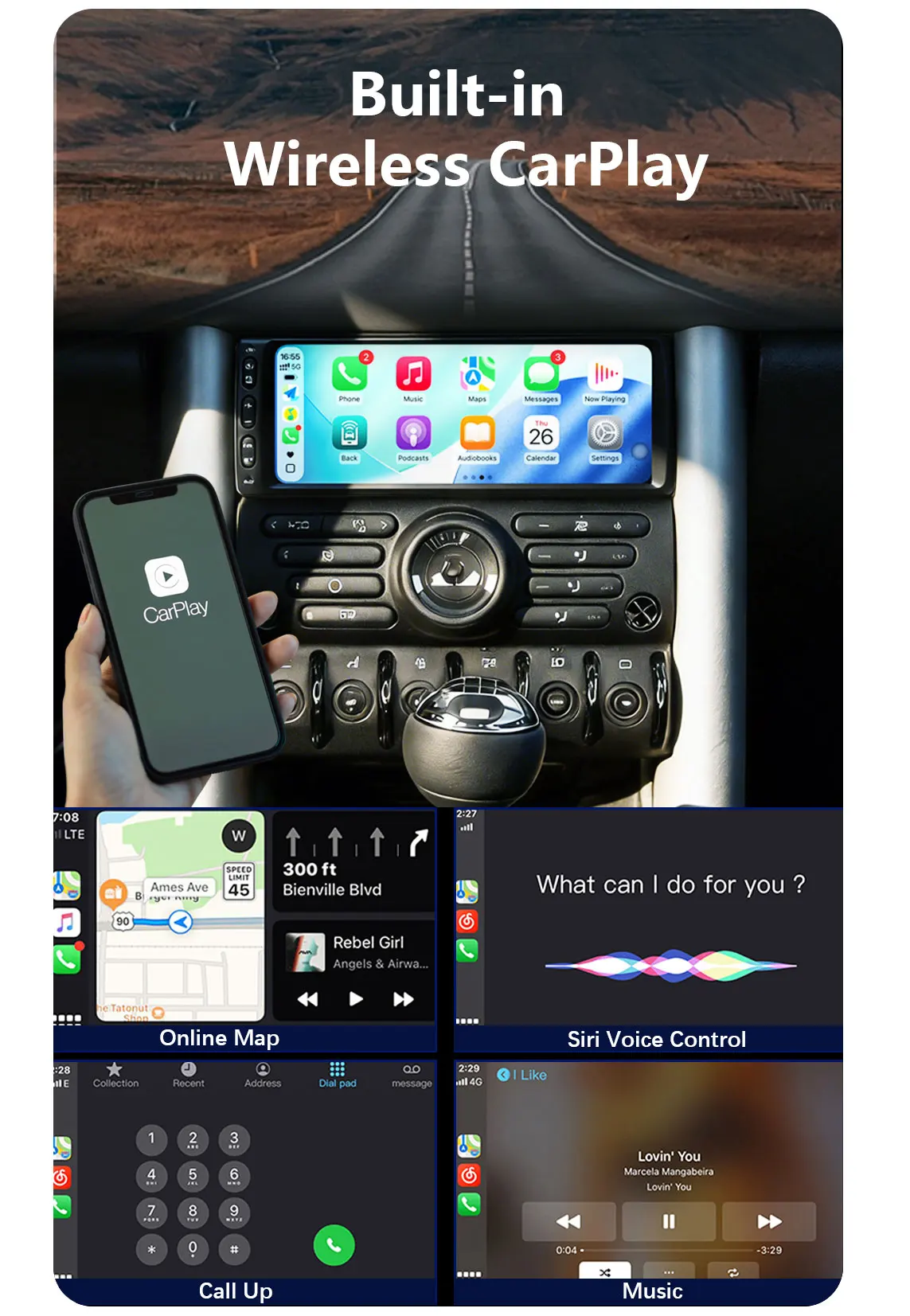 CHSTEK Android 14 Car Radio For Mini Cooper R50 R52 R53 2001-2008 Wireless CarPlay Android Auto GPS Navi 4G WiFi Bluetooth RDS