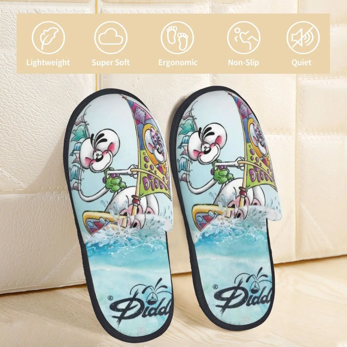 Winter Furry Slippers Diddl To The Sea Accessories Household Fur Slippers Slides Indoor Soft Non-skid Slides