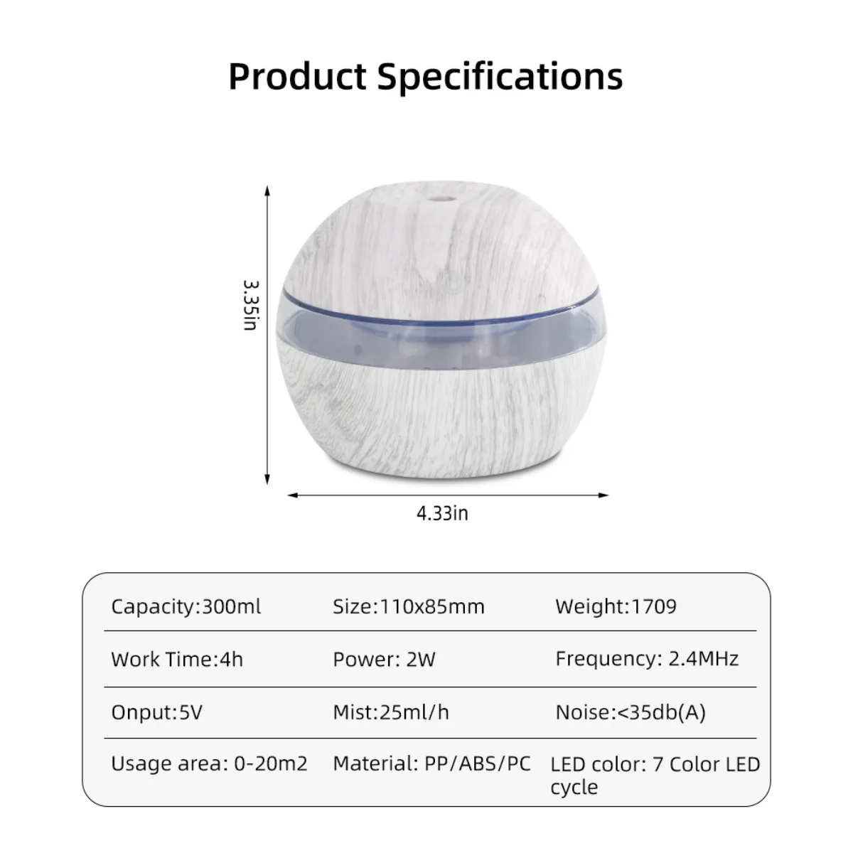 3-in-1 Humidifier, Aromatherapy Diffuser & Soothing Night Light, 300ml for Better Sleep & Air Quality