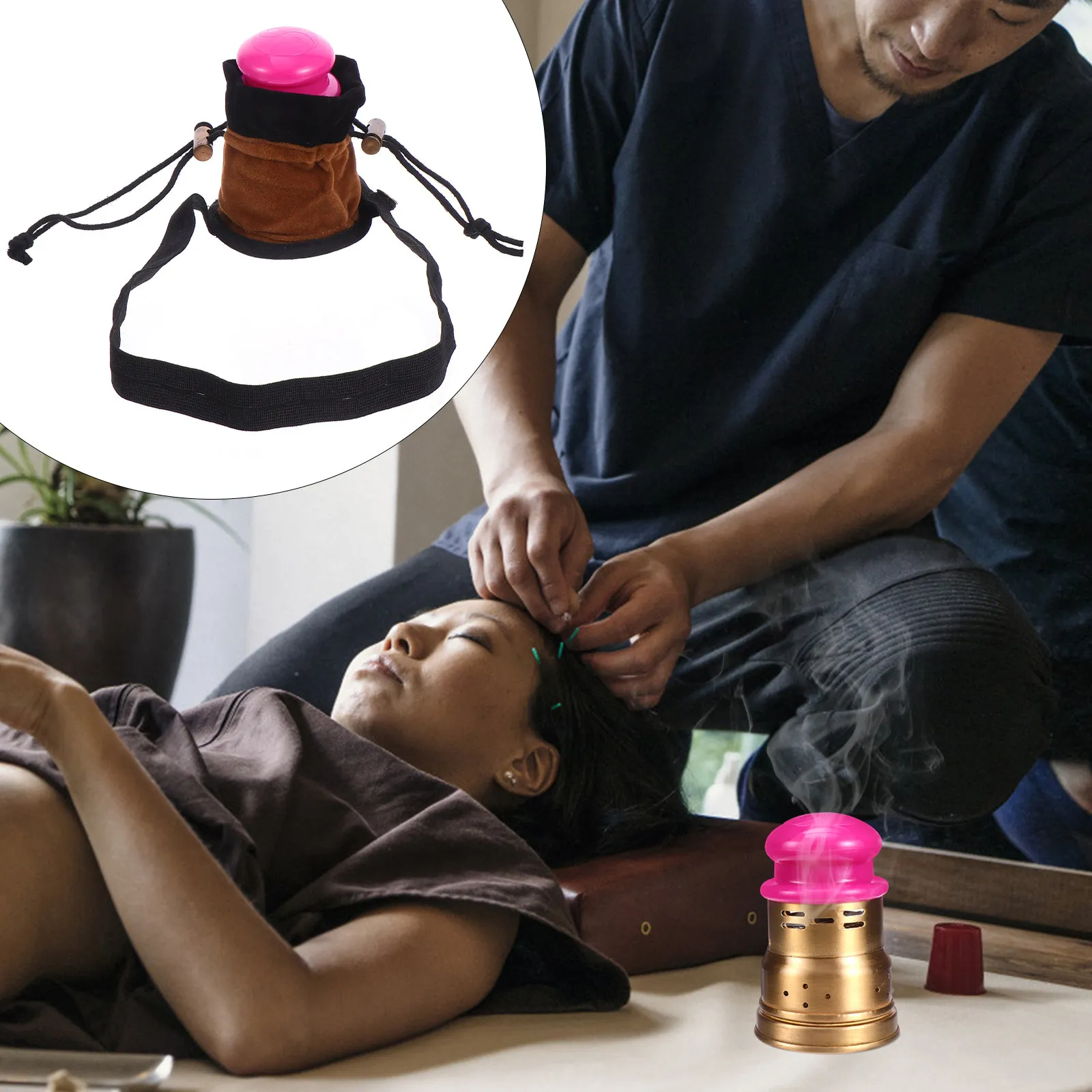 

1Set Mini Copper Moxibustion Box Adjustable Temperature Control Portable Moxa Heat Tank Pain Relief Home Moxa Box for Arthritis