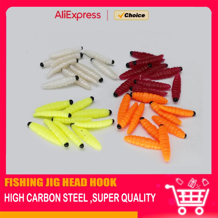MrLurion 3cm 0.4g 20 peças Isca de silicone para minhoca isca de pesca de carpa, larva de borracha isca artificial isca wobbler isca