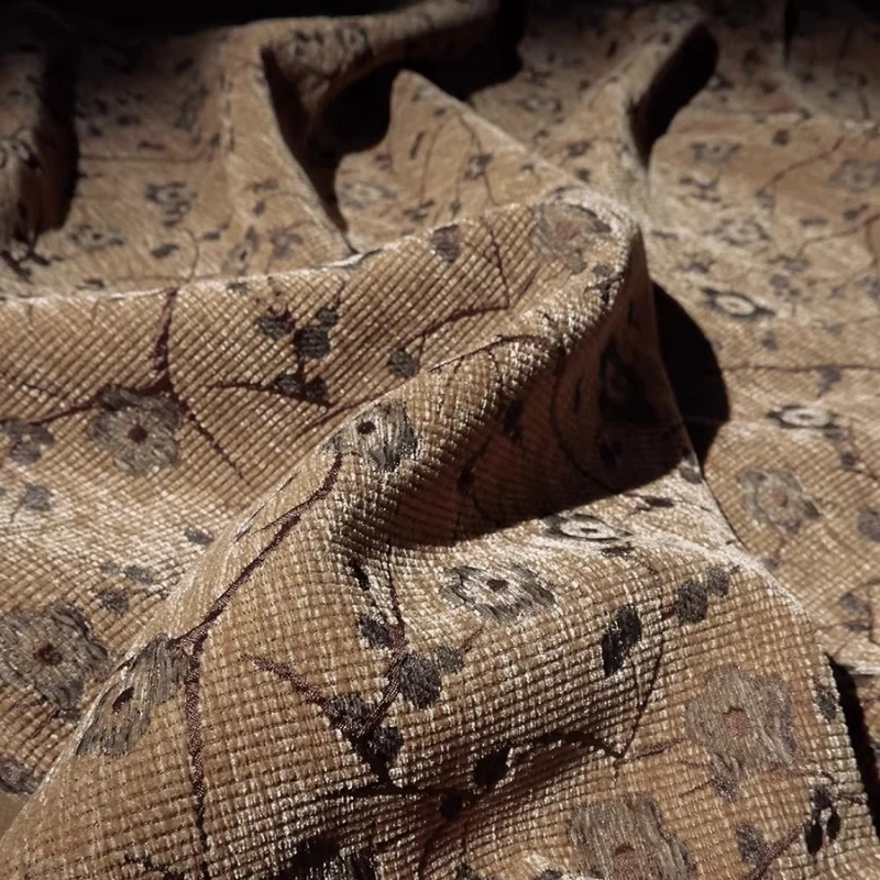 

Womens Chenille Camel Plaid Jacquard Chinese Style Winter Warm Designer Fashion Handmade DIY Backdrop Decoration Craft Material