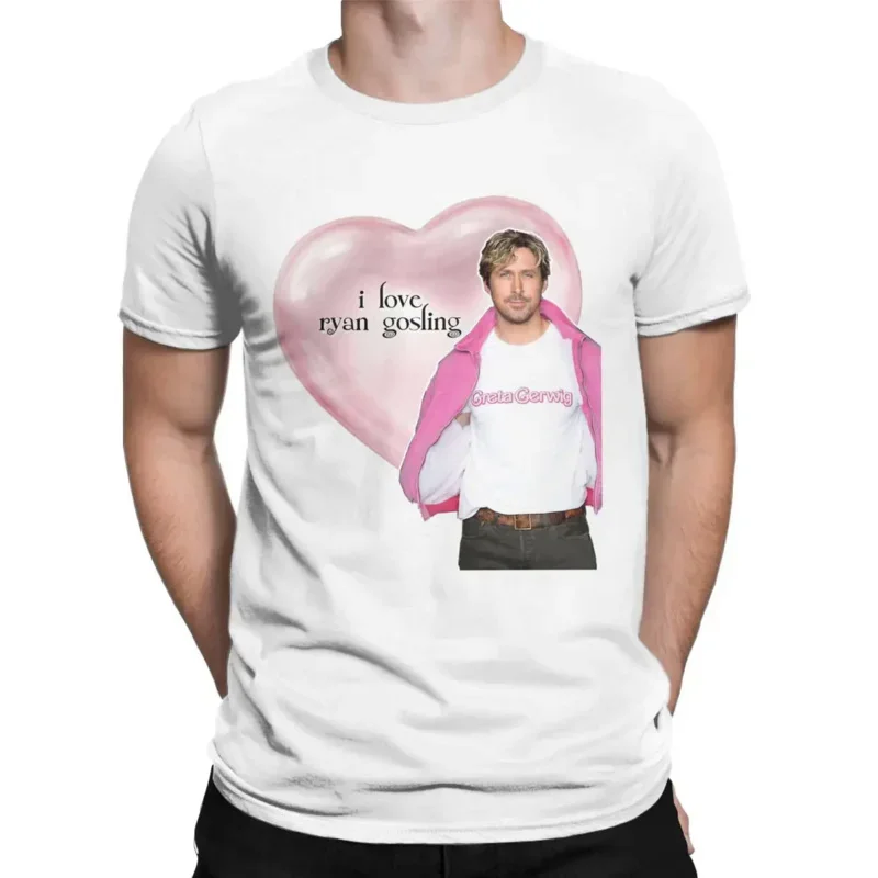 Crewneck Clothes Printed Men's T-Shirt I Love Ryan Gosling Funny Pure Cotton Tee Shirt Short Sleeve Kenough T Shirt Sweatshirt