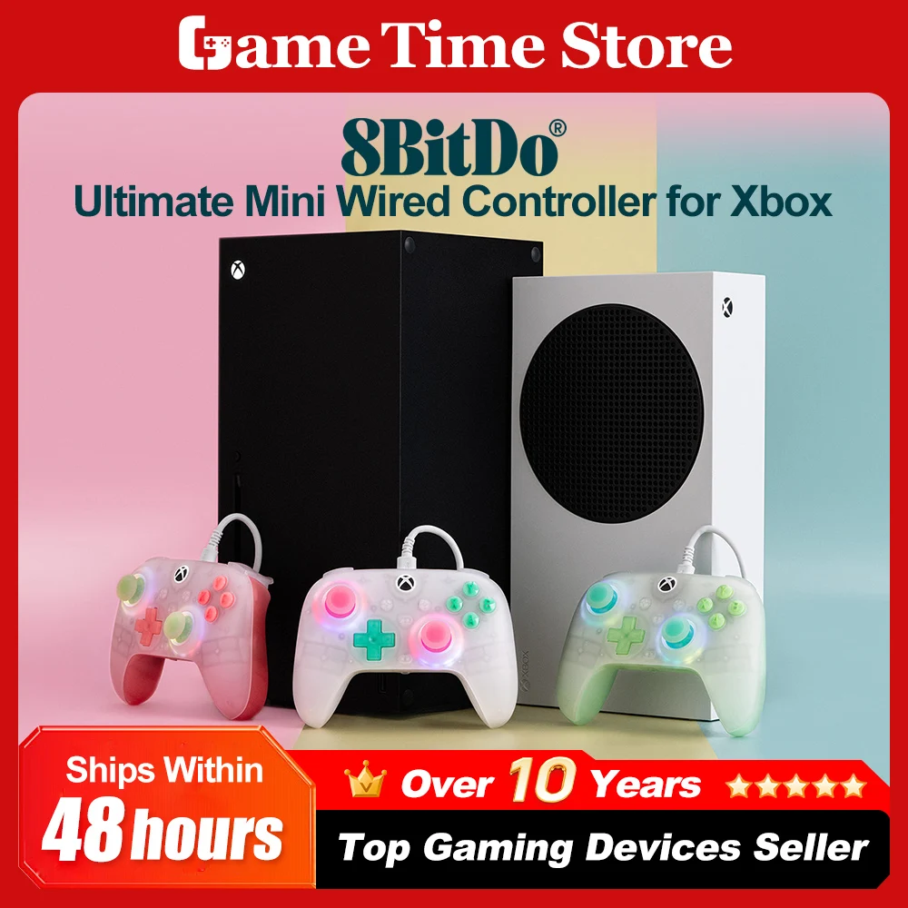 8BitDo Ultimate Mini Ultimate C Wired Controller for Xbox Series X S, Xbox One, PC with RGB Light Fire Ring Hall Effect Joystick