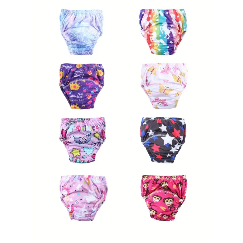 8pcs Cute Animal Print Training Pants for Babies Washable Polyester Regular Fit Perfect for Potty Training Ideal Baby Gift Potty