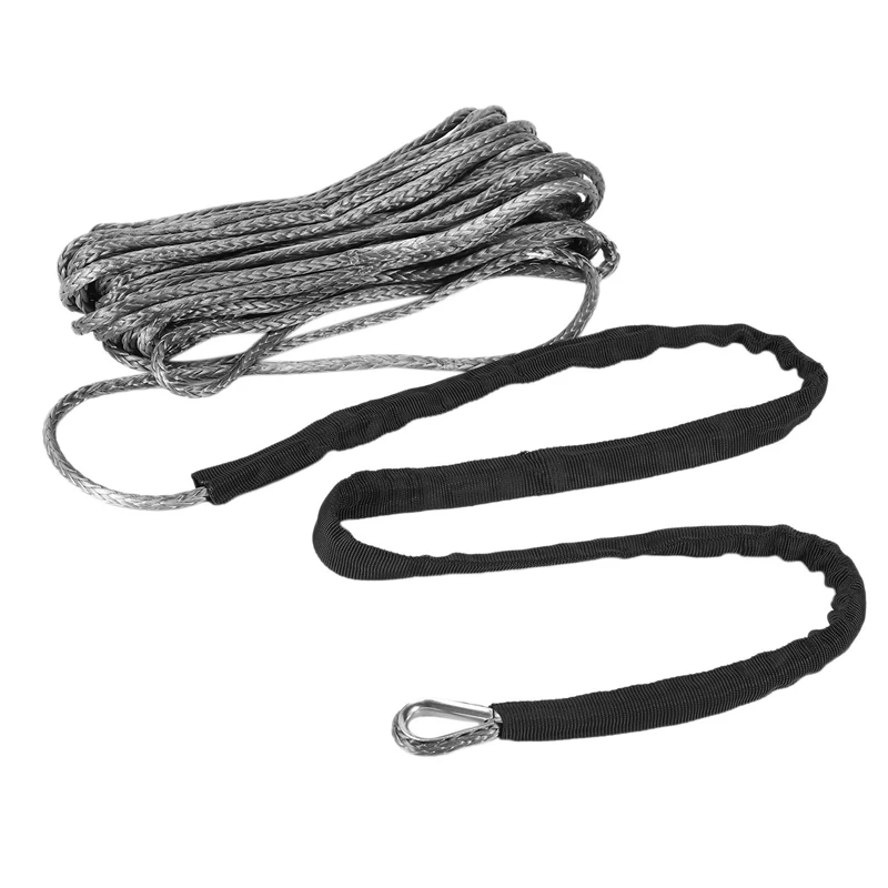 2Pcs 3/16 Inch X 50 Inch 7700Lbs Synthetic Winch Line Cable Rope With Protecing Sleeve For ATV UTV (Grey)