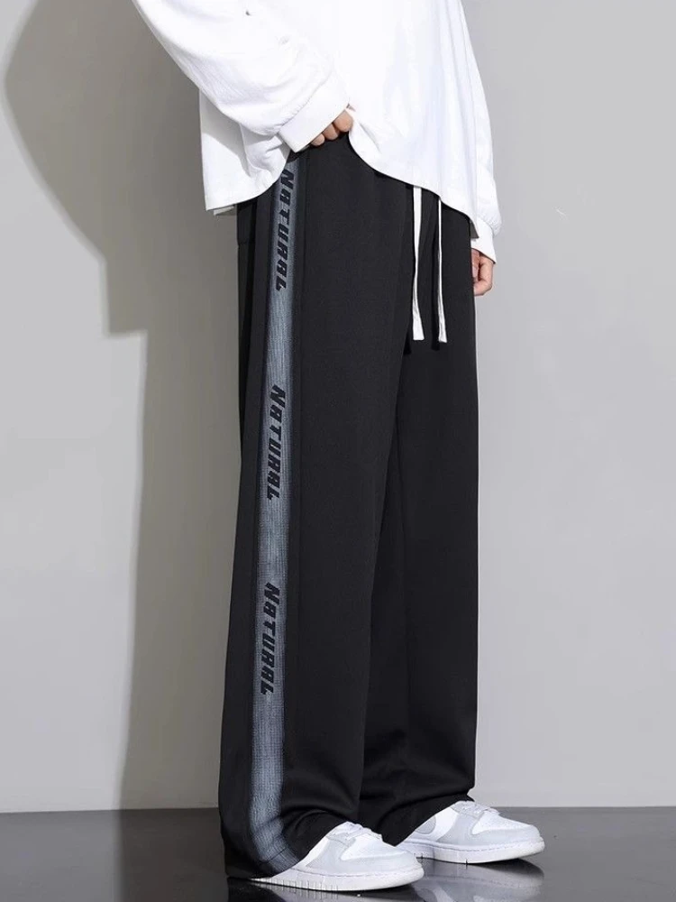 Mens 2026 American Casual Straight Leg Pants Loose Sport Sweatpants Trendy Wide Fit Joggers Trousers New