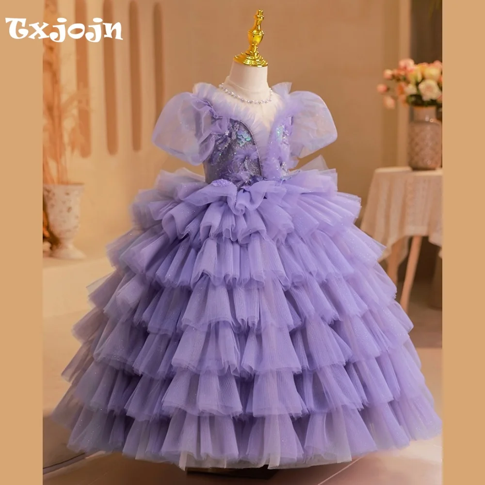 Layer Girl's Ball Gown Flower Girl Wedding Christmas Princess Dress Child Vestido Piano Performance Birthday Party Clothes 3-16Y