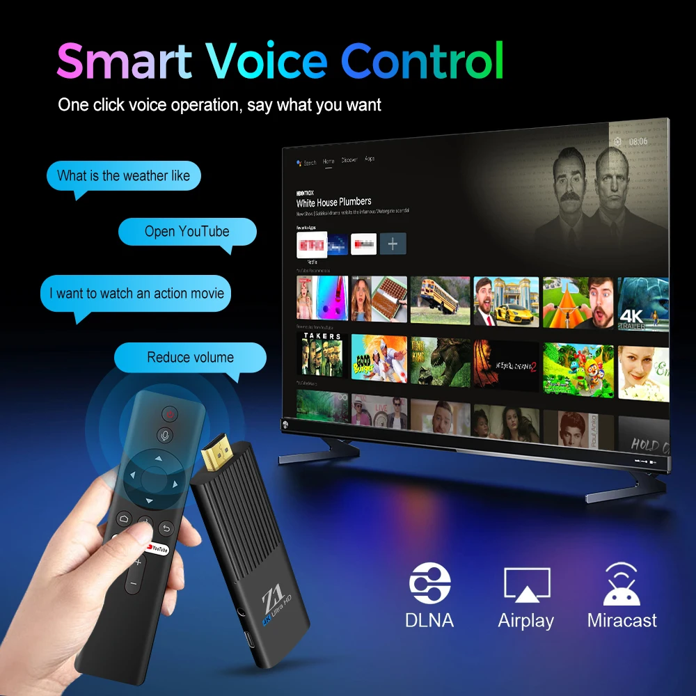 Android10 ATV Smart TV Stick Allwinner H313 Quad Core Cortex A53 Support 4K Video Dual Wifi Voice Remote Mini TV Box