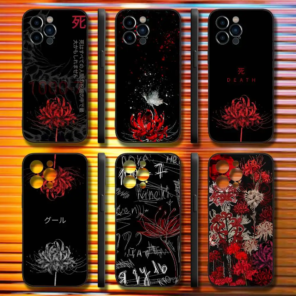 

Tokyo Ghoul Red Spider Lily Phone Case For iPhone 16,15,14,13,12,11,Pro,Max,Plus,X,XS,SE4,E,Mini,Soft Black Case