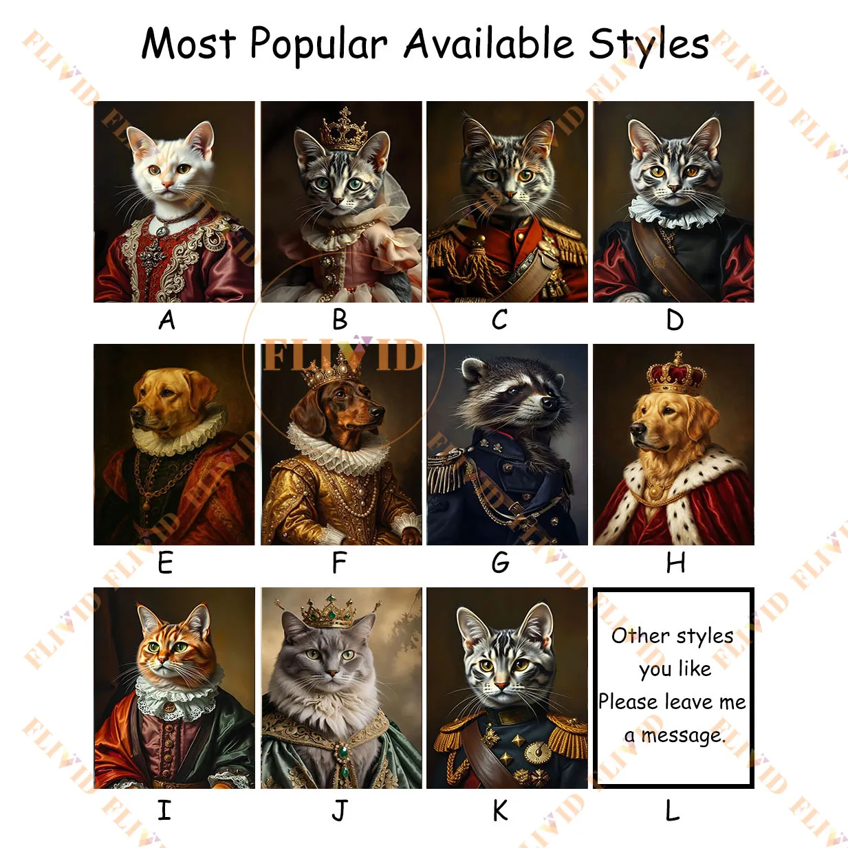 Custom Cat & Dog Portrait Photo,Custom Royal Renaissance Pet Portrait Canvas Wall Art,Pet Lover Living Room Home Decor Gift