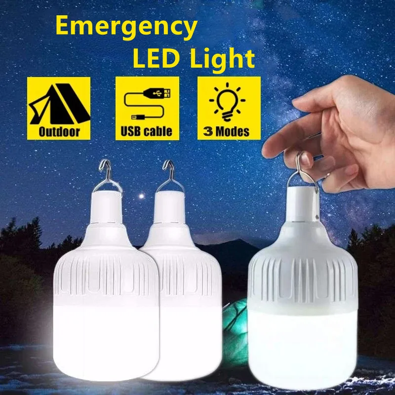 USB RechargeableEmergency Lights Led Outdoor Bulb Portable Tent Lamp Battery Lantern BBQ Camping Light for Patio Porch Garden