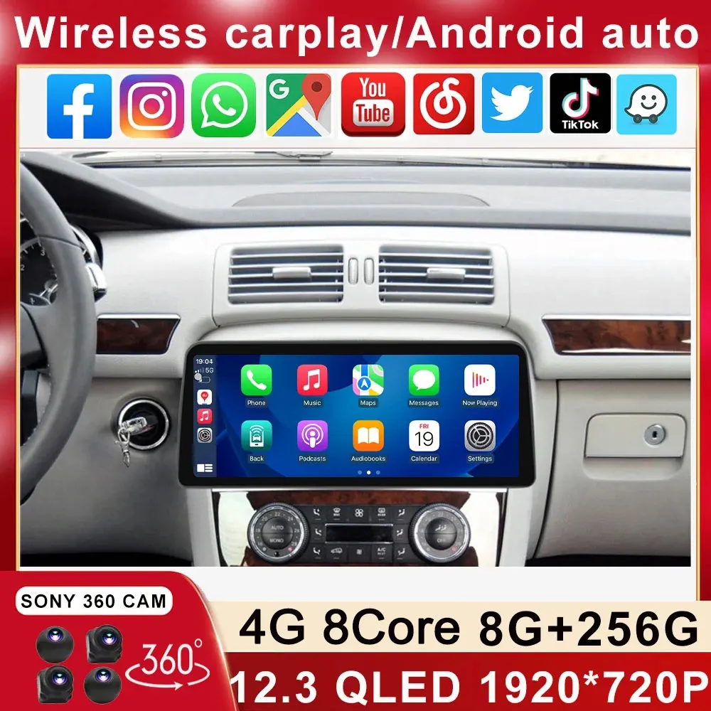 

12.3“ 1920*720 QLED For Mercedes Benz R Class W251 R300 R350 R63 2007-2011 Android Car Stereo Multimedia Video Player Carplay