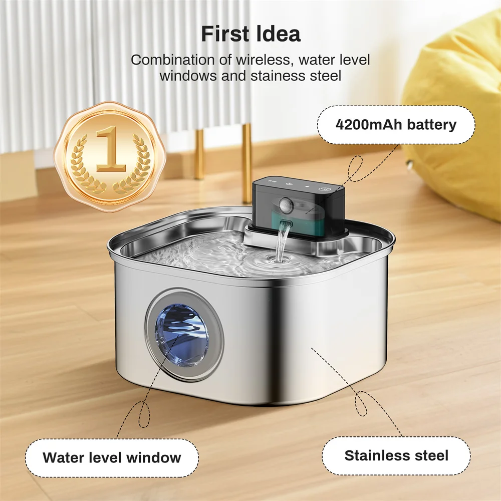 

3.2L Stainless Steel Pet Water Feeder Auto Cat Fountain Smart Dog Water Dispenser Visual Window Drinking Bowl Pet Accessories