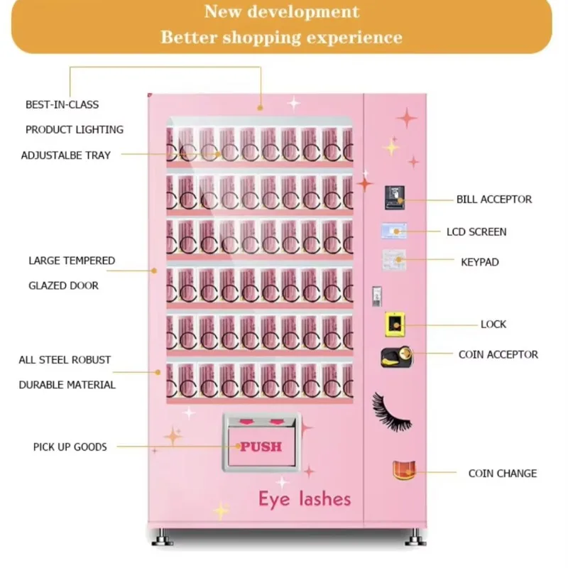 Customized Automated Large Capacity Cosmetics and Beauty Large Vending Machines Fake Eyelashes, Hair Clips Vending Machines