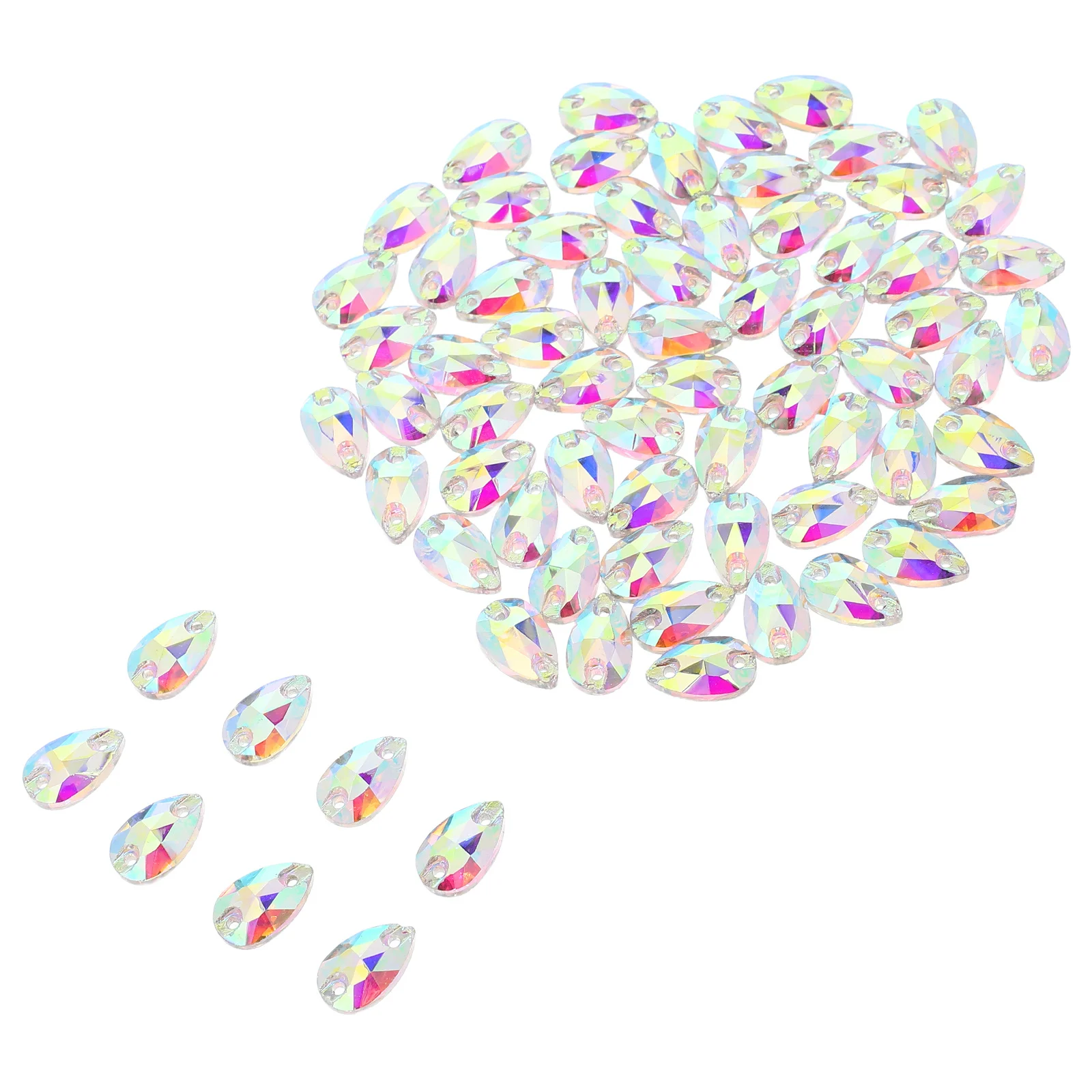 

72Pcs Teardrop Sewing Gems Flatback Double Hole Sparkling Rhinestones for DIY Clothing Shoes Hats Bags Fashion Crafts Decor