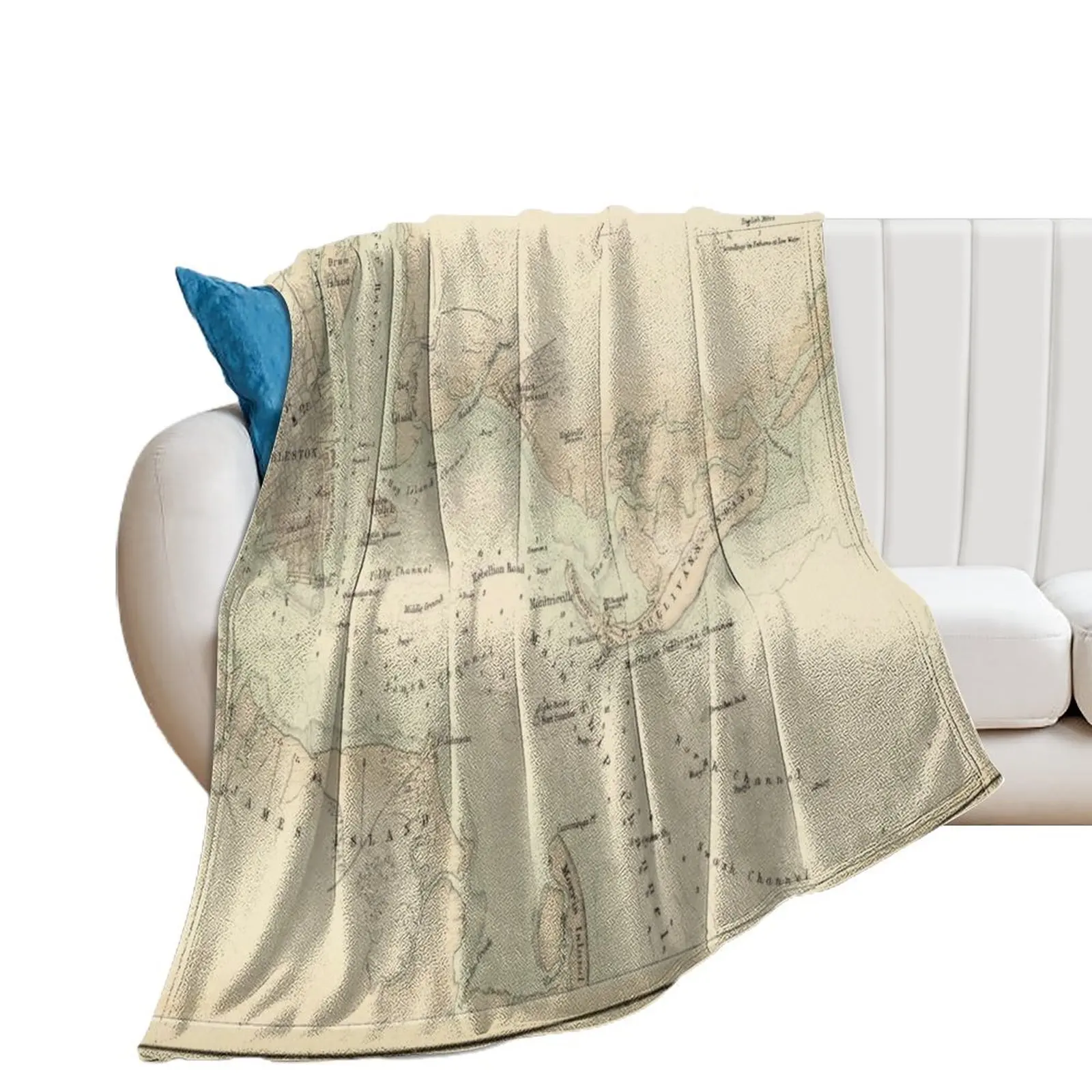 Vintage Map of Charleston SC Harbor (1872) Throw Blanket Luxury cosplay anime Blankets