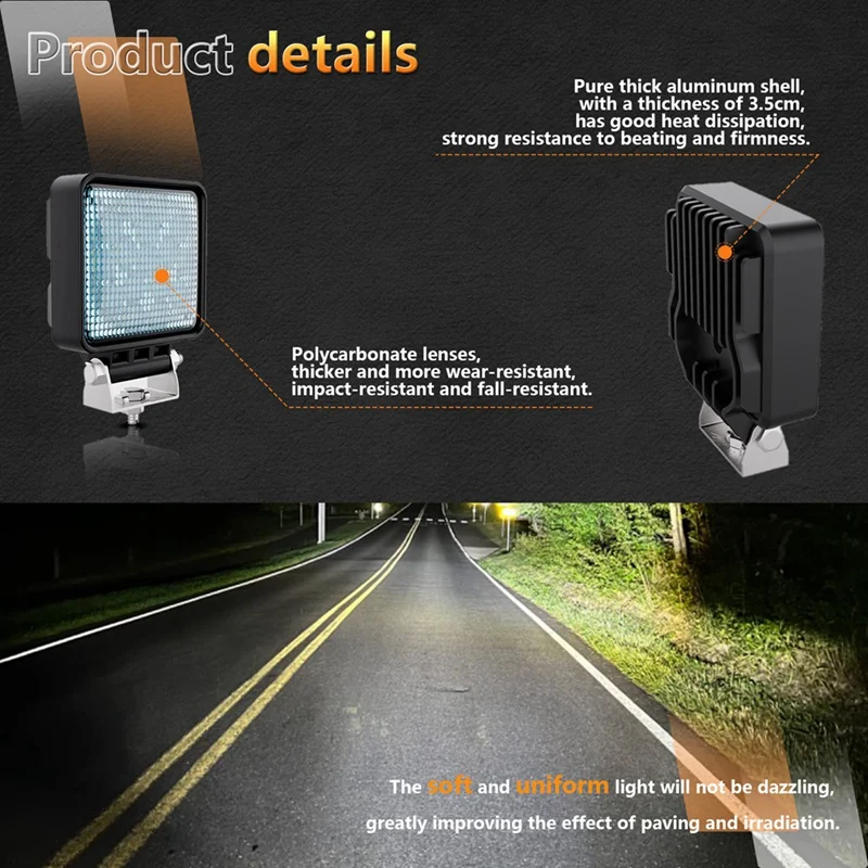 LED Light Pods, 2PCS 4Inch LED Diffuse Beam Pods Driving Lights Cubes Ditch Lights Off Road Lights Tractor Work Lights