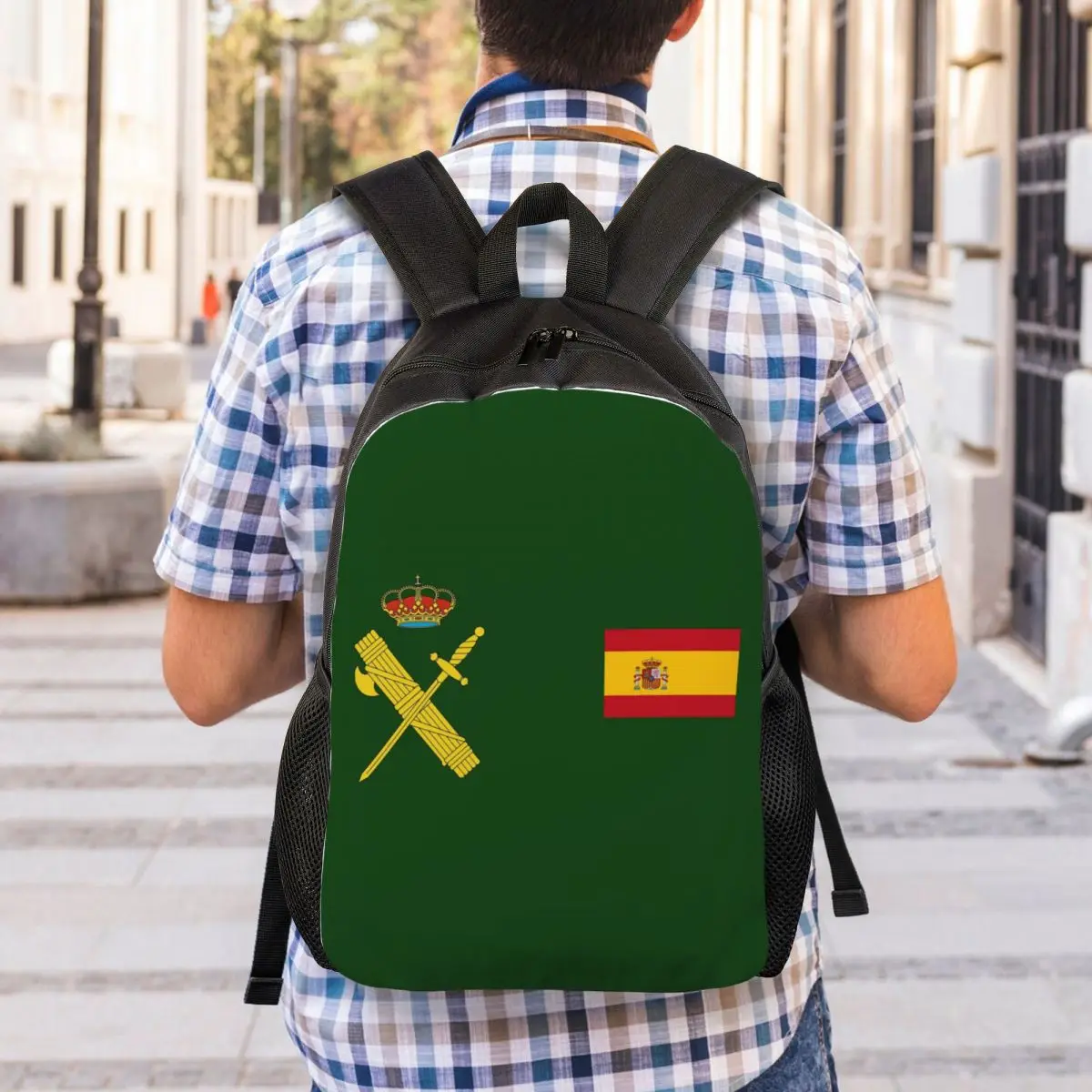 Spain Flag Plus Emblem Civil Guard Backpack Student Boys Girls BookBag School Bag Laptop Shoulder Bags