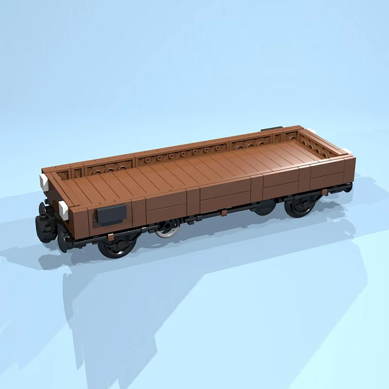 Modelo de coche urbano, ladrillos de construcción MOC, vagón lateral bajo marrón de 4 ruedas, tecnología Modular, regalos de vacaciones para niños, traje de juguetes para montar