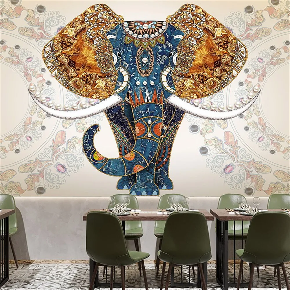 Custom Southeast Asia Thai wallpaper for living room elephant tropical restaurant home decoration 3D wallpaper hotel decoration