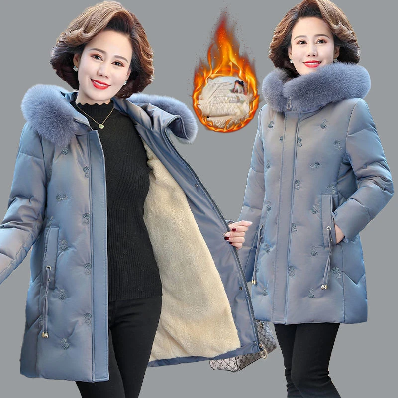 5XL Down Cotton Clothes Jacket Big Fur Collar Solid Color Large Size Loose Winter Coat Hooded  Manteau Femme Hiver Q16