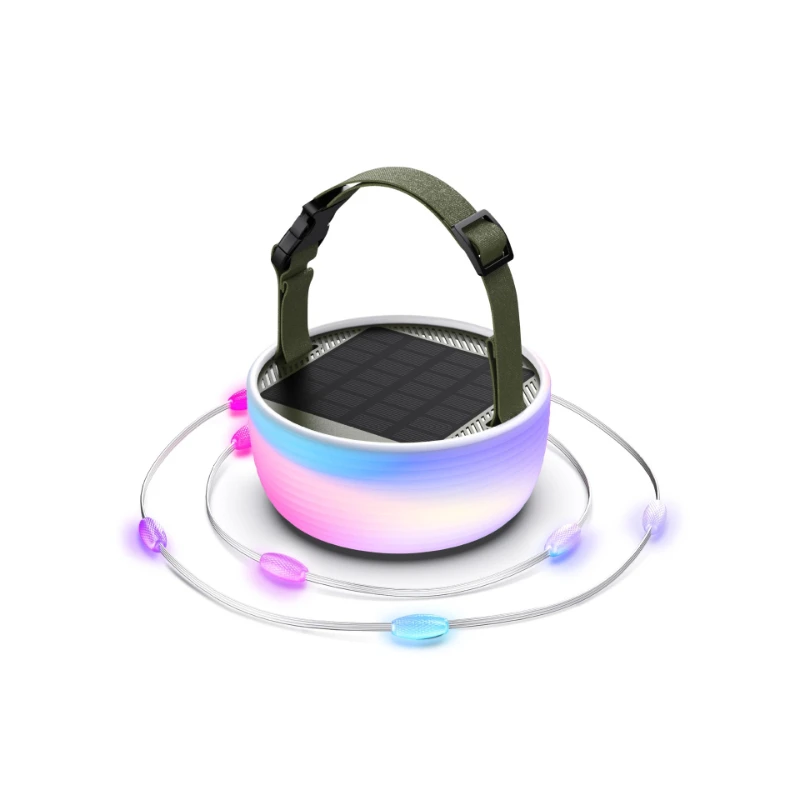 Solar Camping Light Portable Outdoor Waterproof Colorful Ambient Light USB Powered LED Light