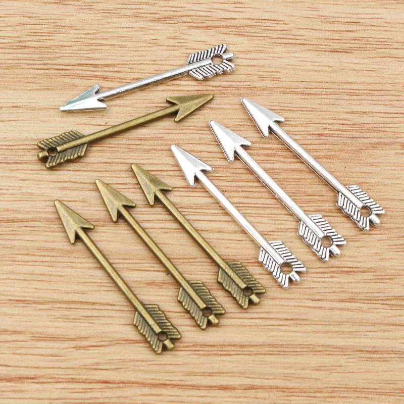 40 sztuk 30x5mm Antique Silver Plated brąz Plated strzałka ręcznie robiony wisiorek: DIY dla bransoletka naszyjnik