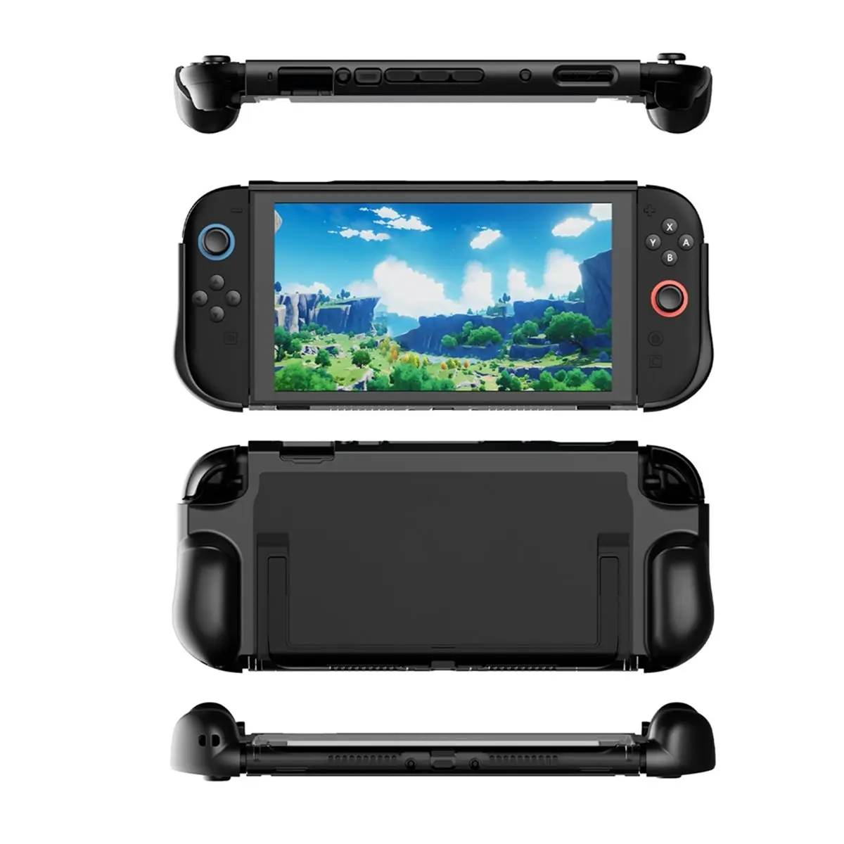 A86G NEW Foldable Protective Case for Switch 2 Ergonomic Holder Integrated Case Protective Shell W/ Front Cover Black