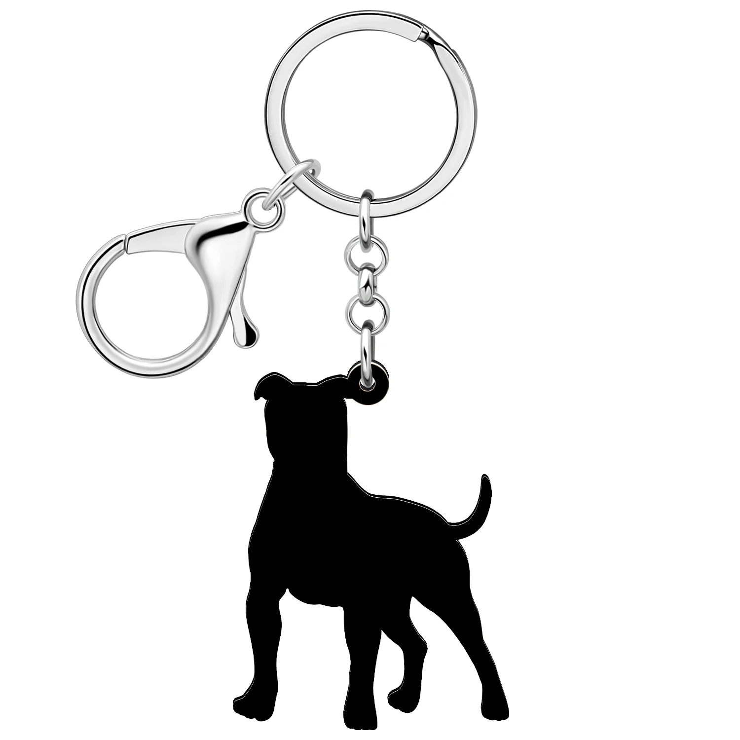 WEVENI Acrylic Pit Bull Terrier Doggy Puppy Key Chains Novelty Purse Bag Pets Keychains Key Ring Jewelry Gifts For Women Kids