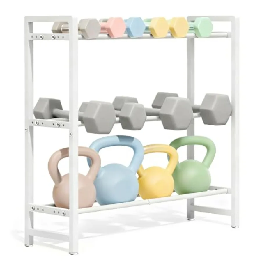 

Трехуровневая регулируемая стойка для гантелей, сверхпрочная подставка для хранения весов, нагрузка до 390 фунтов, компактный органайзер для домашнего спортзала
