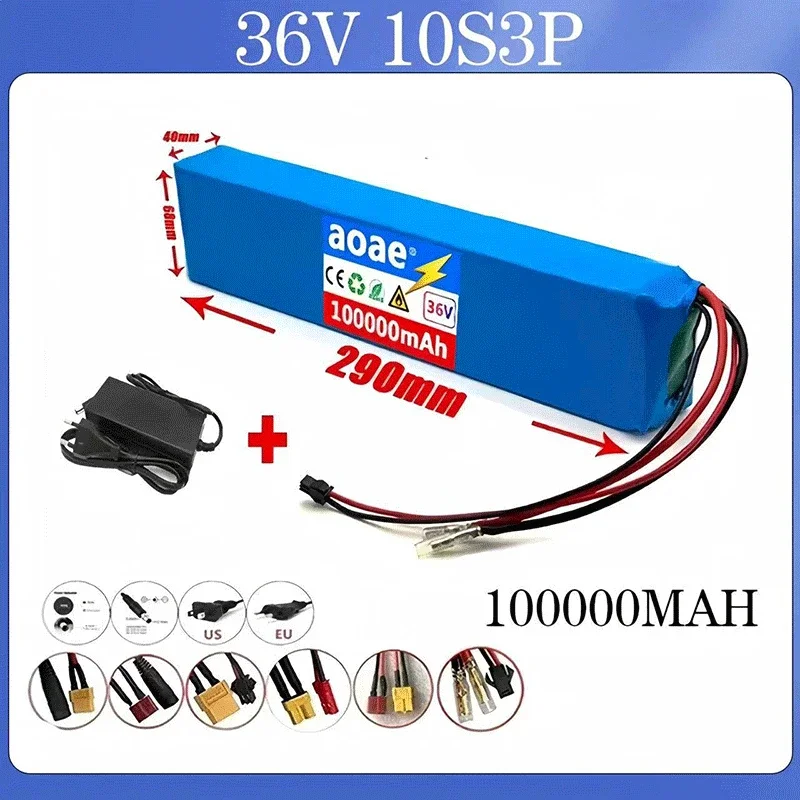 

36V 100000mAh 18650 Rechargeable Lithium Battery Pack 10S3P Power Modified Bicycle Scooter Electric Vehicle with BMS+charger