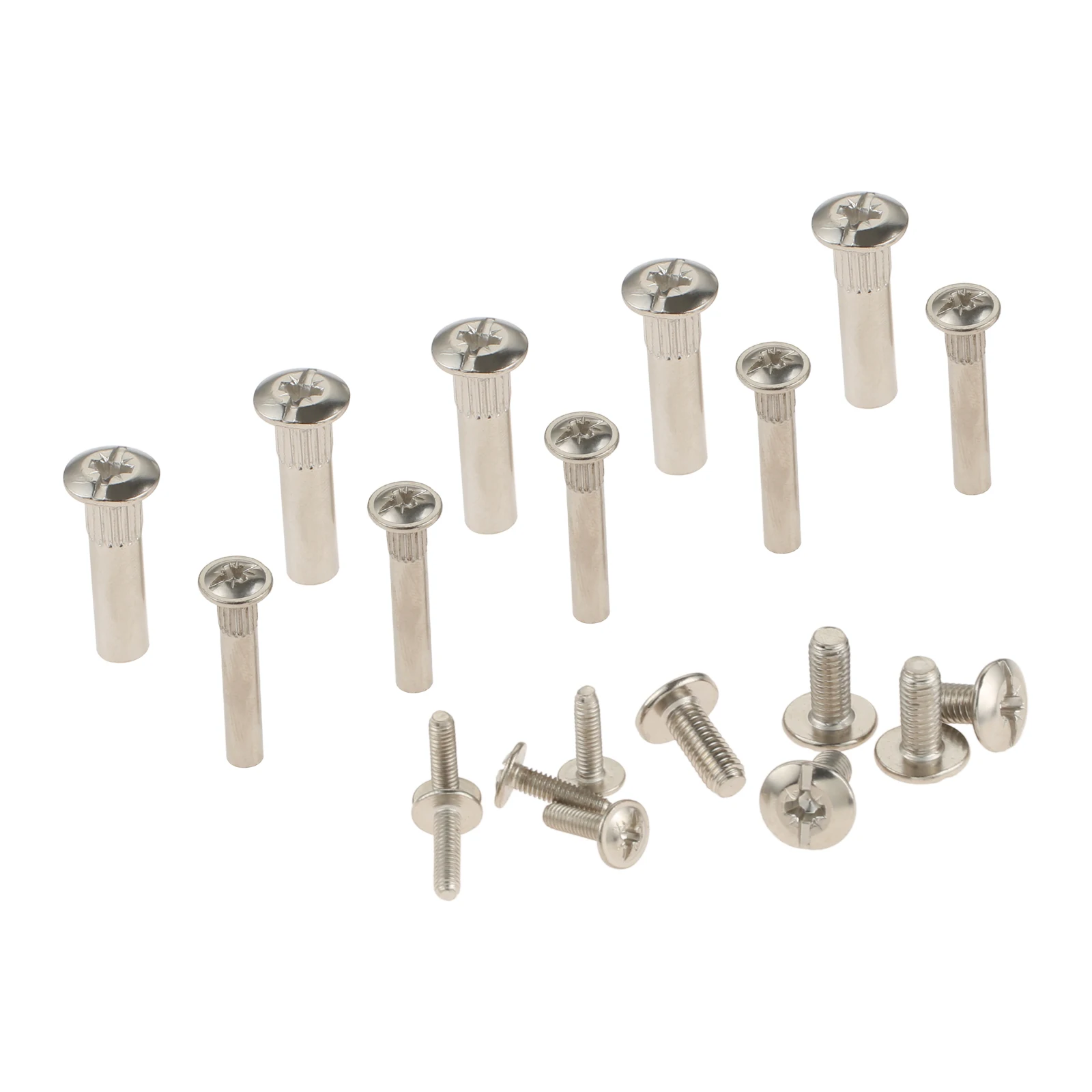 Juego de tuercas de férula M8 para muebles de cocina, juego de 10 juegos de M5 con remaches a presión macho-hembra, tornillo con tuerca, conectores de cama para niños