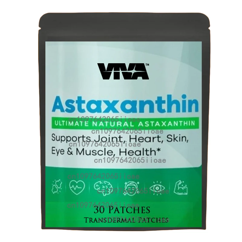 

30 Patches Astaxanthin Transdermal Patches with Panax Ginseng, Ginkgo Biloba Skin Health Energy Support Immune