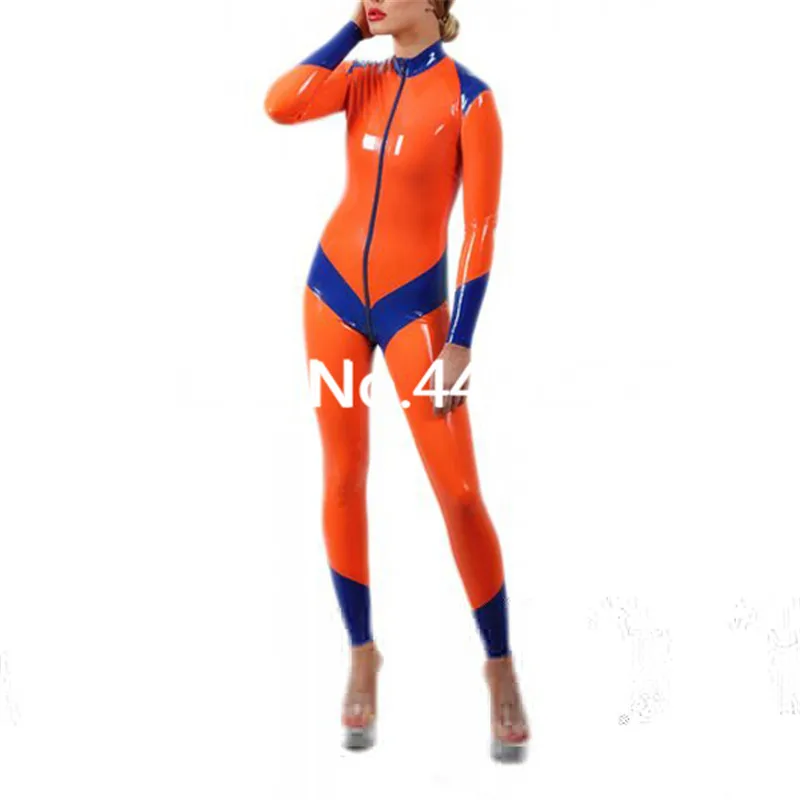 Latex Tight Costumes Latex Catsuit For Front Zip 100% Latex Rubber Bodysuit NO SOCKS halloween costumes for women