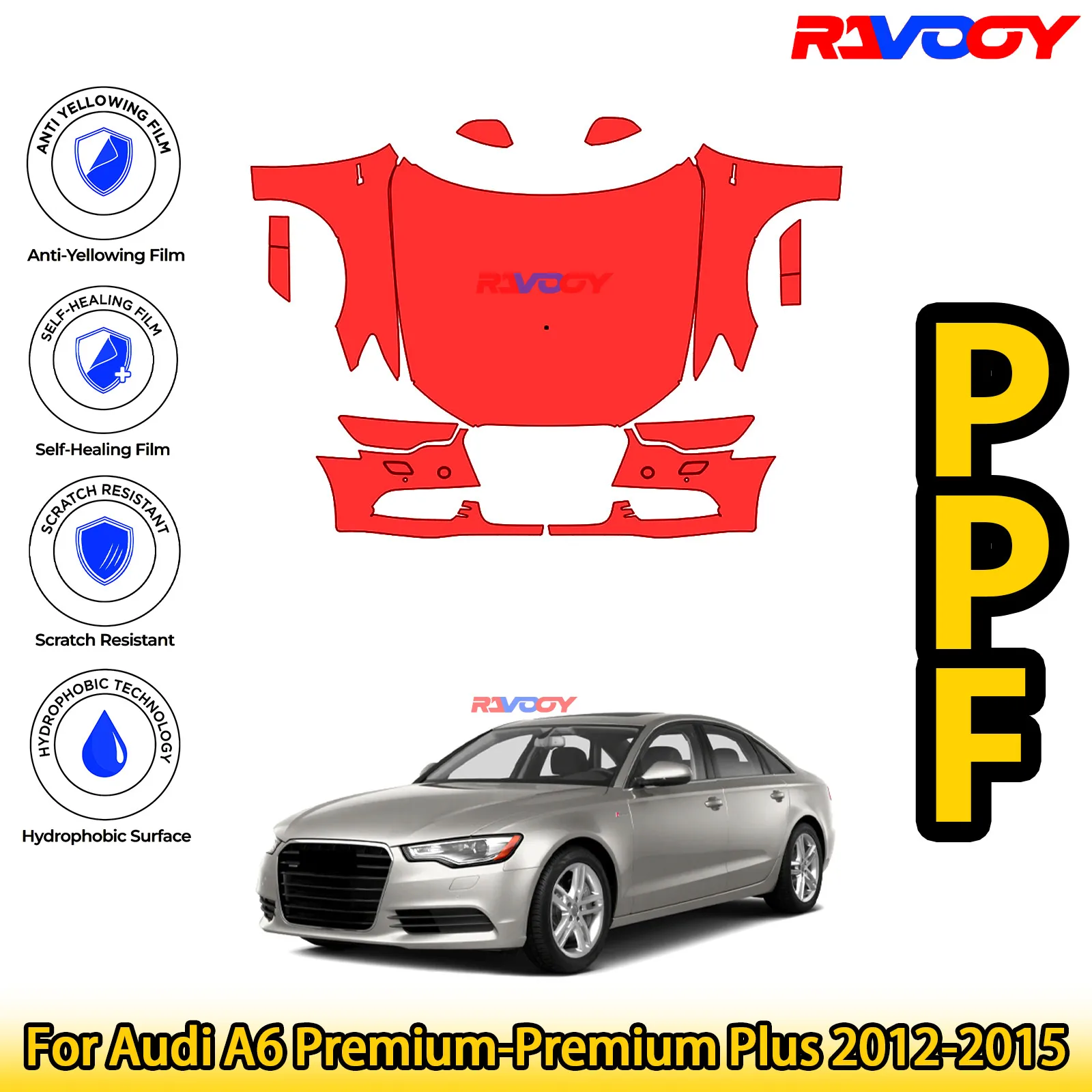

Для Audi A6 Premium-Premium Plus 2012-2015 глянцевая матовая черная предварительно вырезанная передняя PPF комплект защитной пленки для краски