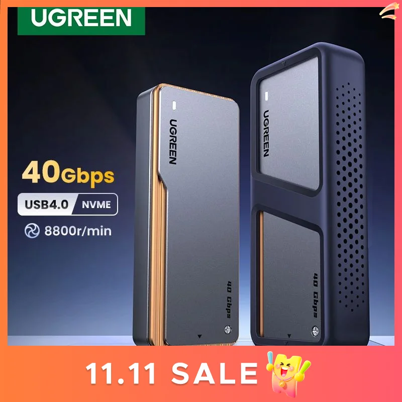 

UGREEN 40 Гбит/с NVMe SSD Корпус SSD-накопитель Адаптер M.2-USB4.0 для M.2 NVME PCIE Встроенный охлаждающий жилет Алюминиевый корпус