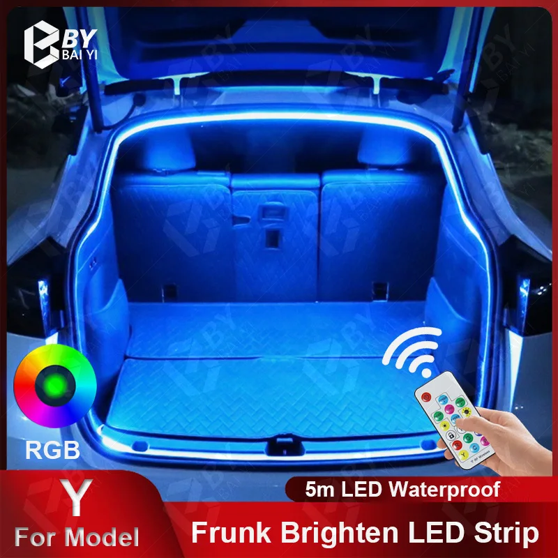 

For Tesla Model Y Frunk Brighten LED Strip Car LED land Stall Light Belt Waterproof Flexible Front Trunk Silicone Light Interior