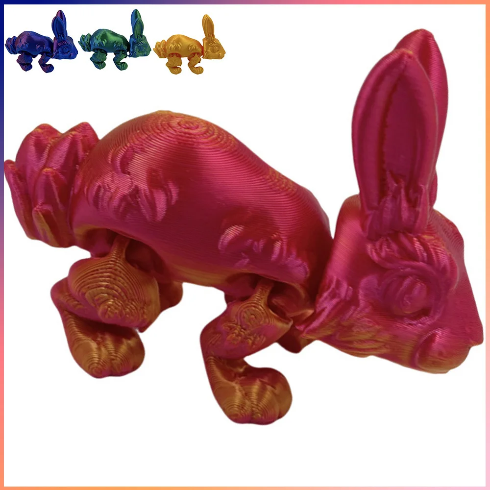 3D Printed Toys Rabbits Figures Simulation Model Multi-joint Movable Ornament Decorative Desktop Creativity Novelty Kids Gifts