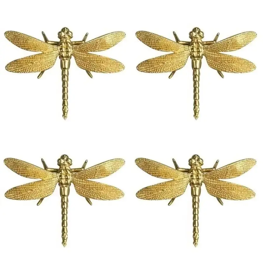 8PCS Solid Brass Dragonfly Design Furniture Handles Drawer Pulls Cupboard Wardrobe Closet Dresser Wine Cabinet Door Pulls Knobs