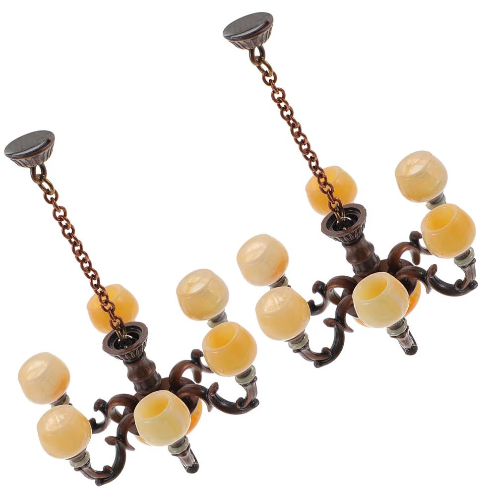 2 Pcs 1:12 Scale Landscaping Mini Light Mini Ceiling Lamp Model Dollhouse Decorative Lamp Retro Red Toy Light for Kids'