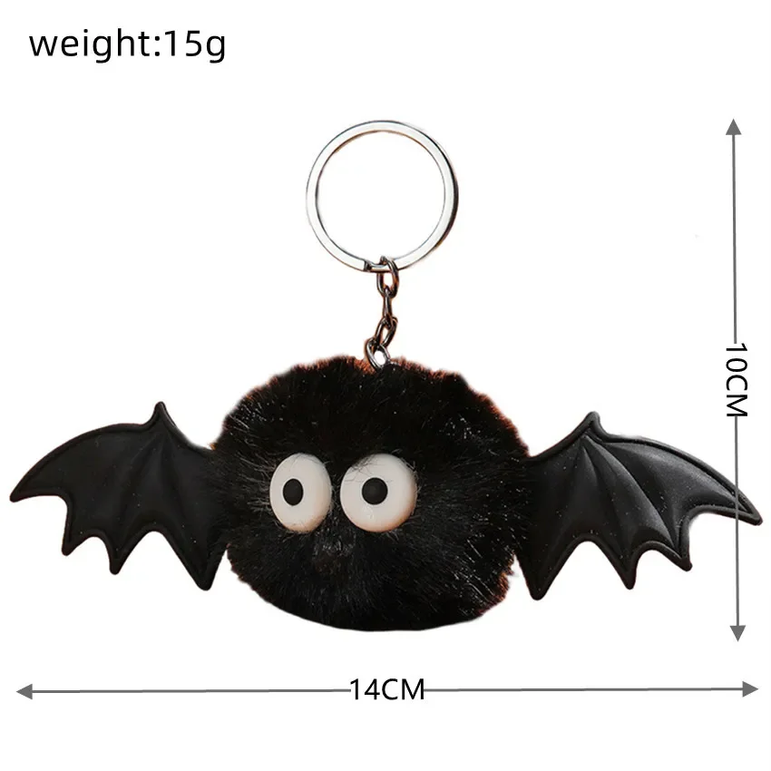 Cute Halloween Bat Devil Plush Pendant Keychain for Women Men Kids Lovely Keyring Backpack Bag Accessories Gifts for Friends