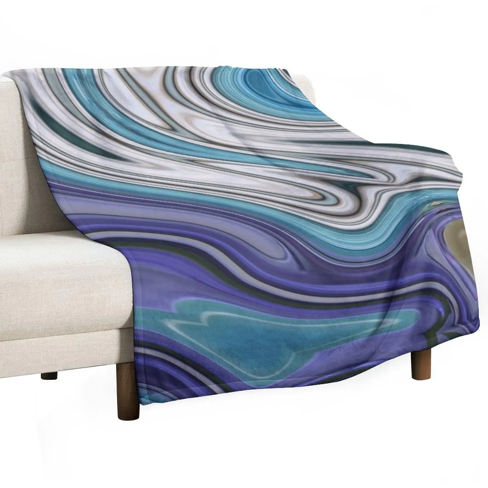 

1980s modern chic elegant marble blue purple swirls pattern Throw Blanket Soft Plush Plaid Luxury Soft Beds Blankets