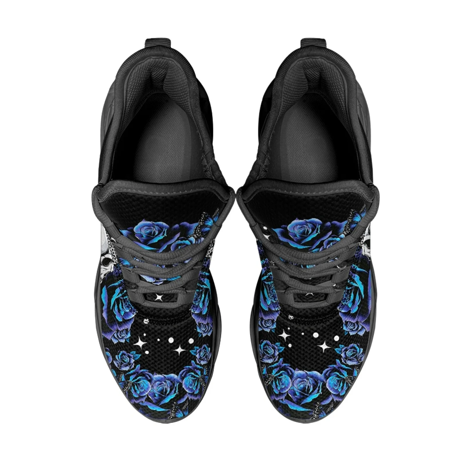PENSTROLL Rose Skull Durable Running Shoes Tennis Sneakers for Mens Casual Athletic Trainer